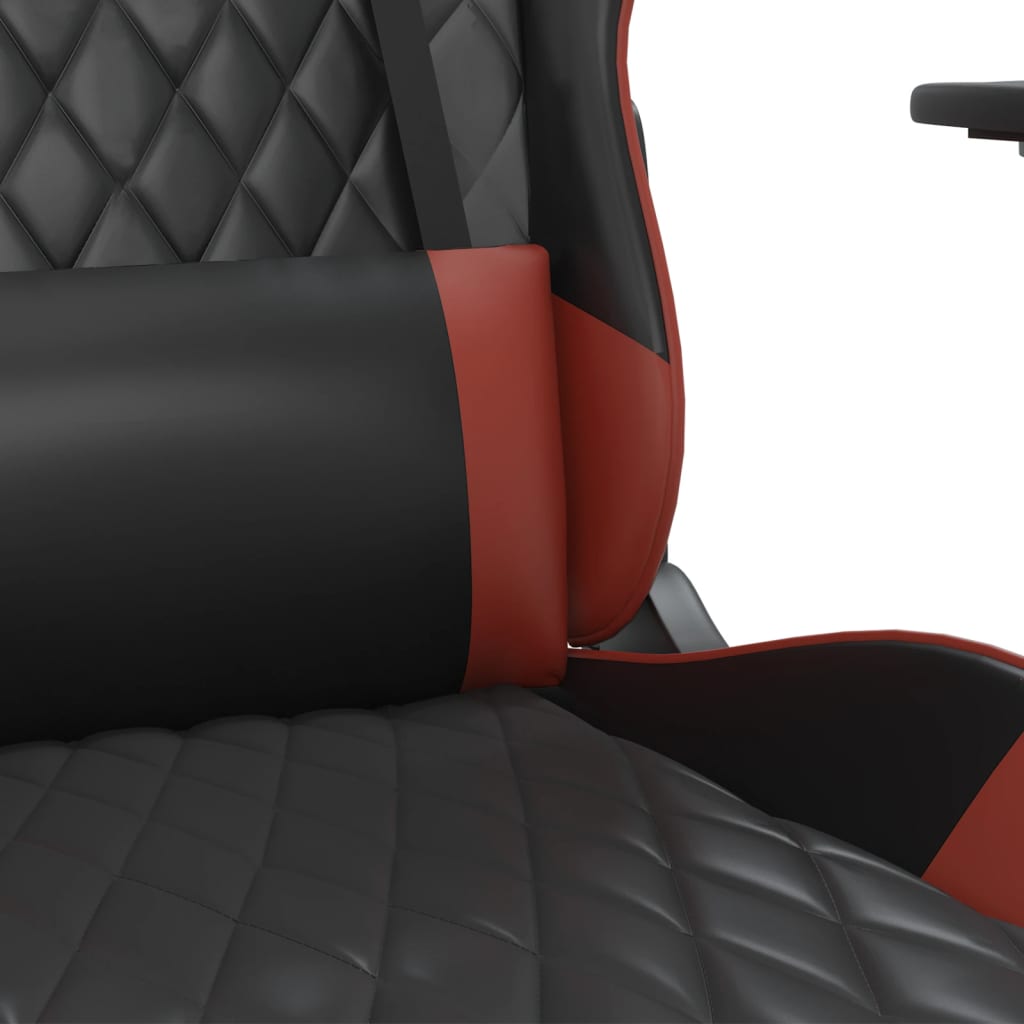 vidaXL Cadeira gaming massagem + apoio couro art. preto/vermelho tinto