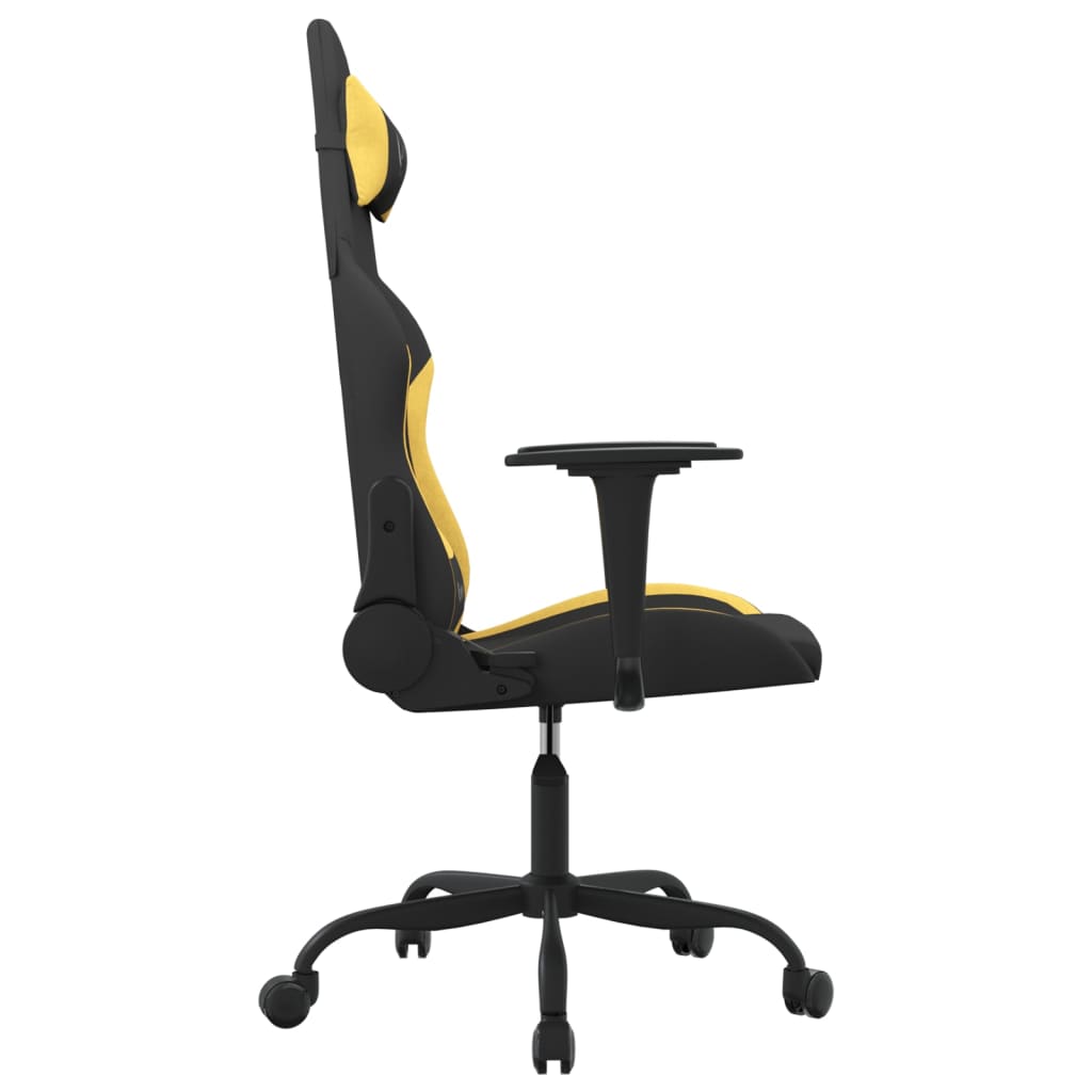 vidaXL Cadeira gaming de massagens tecido preto e amarelo