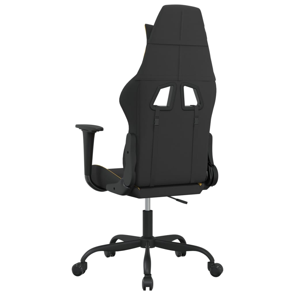 vidaXL Cadeira gaming de massagens tecido preto e amarelo