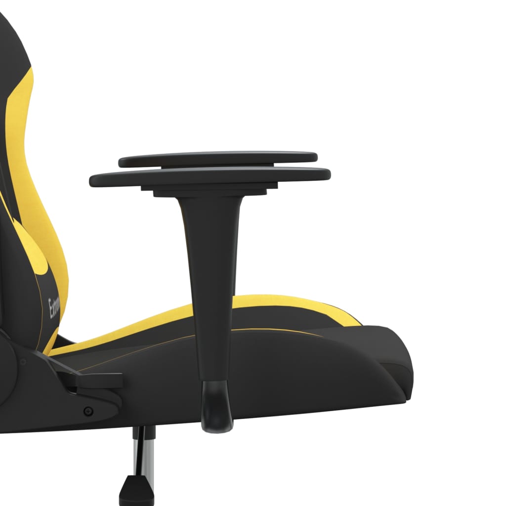 vidaXL Cadeira gaming de massagens tecido preto e amarelo