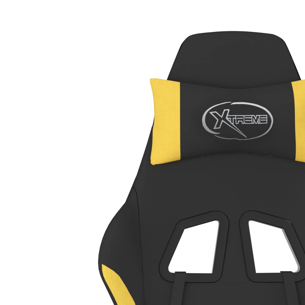 vidaXL Cadeira gaming de massagens tecido preto e amarelo