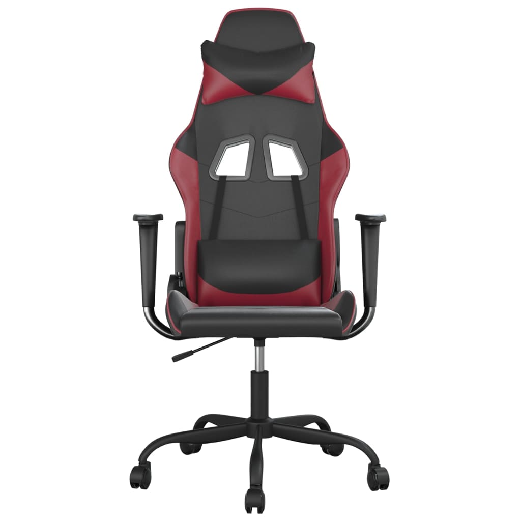 vidaXL Cadeira gaming couro artificial preto e vermelho tinto