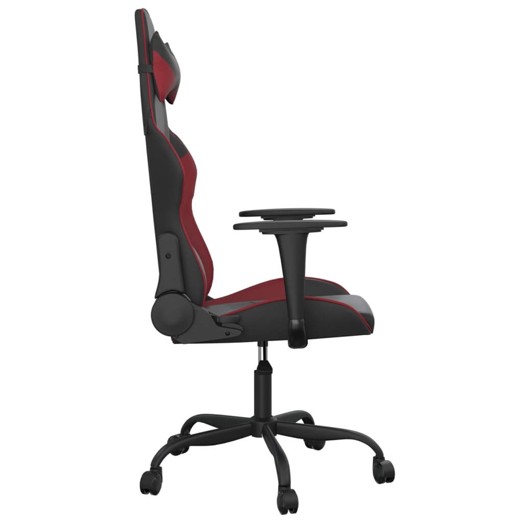 vidaXL Cadeira gaming couro artificial preto e vermelho tinto