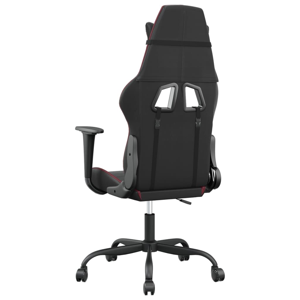 vidaXL Cadeira gaming couro artificial preto e vermelho tinto