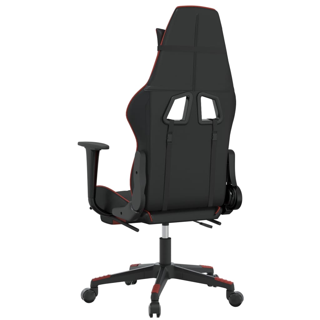 vidaXL Cadeira gaming +apoio pés couro artificial preto/vermelho tinto