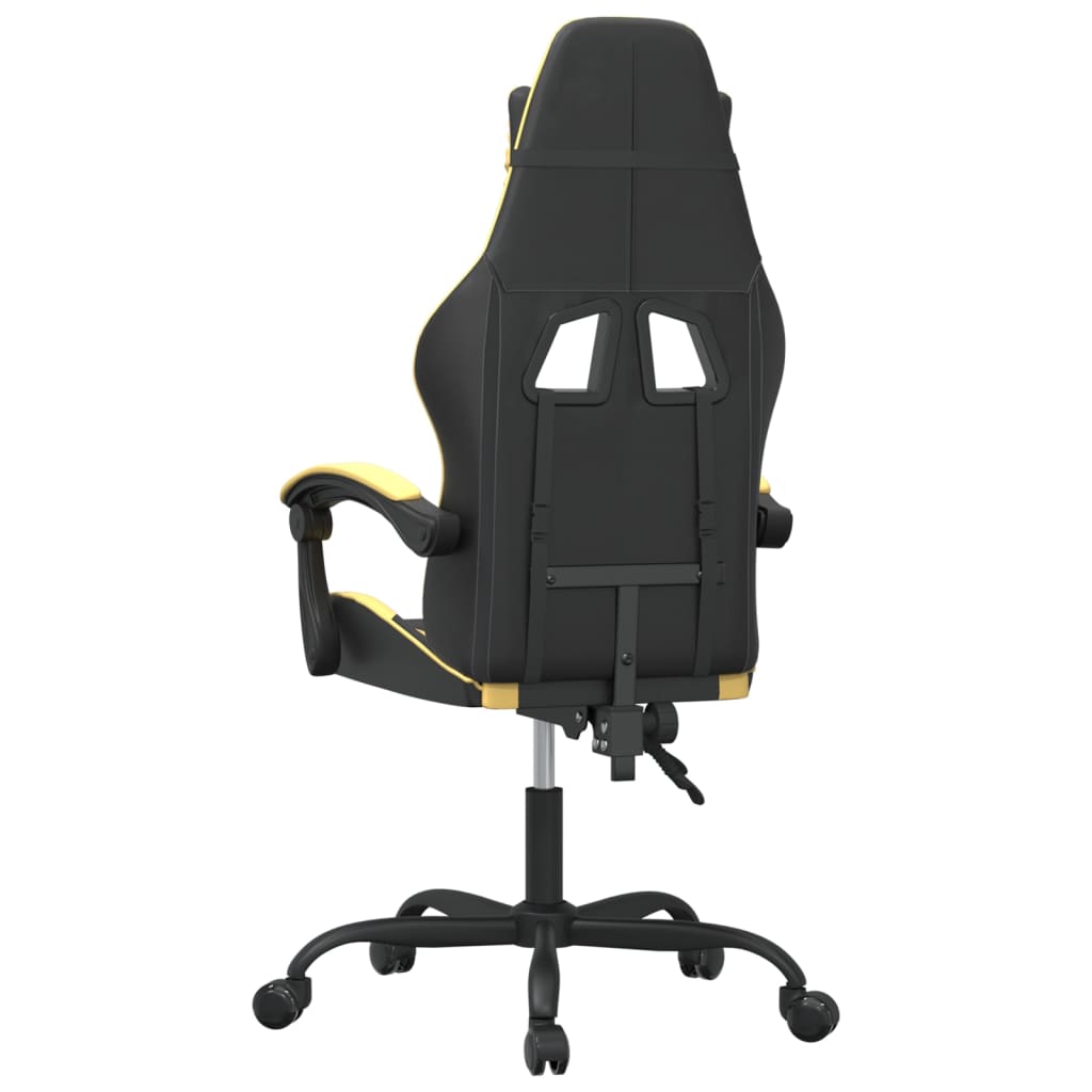 vidaXL Cadeira gaming couro artificial preto e dourado