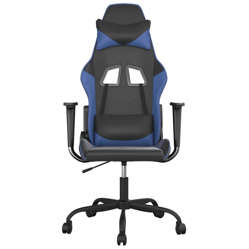 vidaXL Cadeira de gaming couro artificial preto e azul