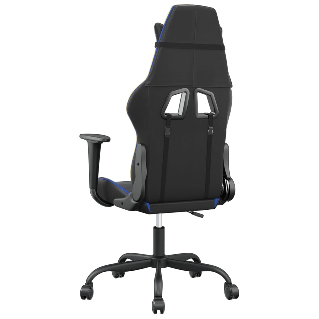 vidaXL Cadeira de gaming couro artificial preto e azul