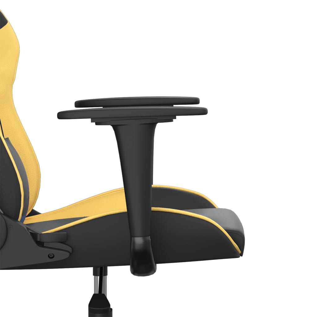 vidaXL Cadeira gaming couro artificial preto e dourado