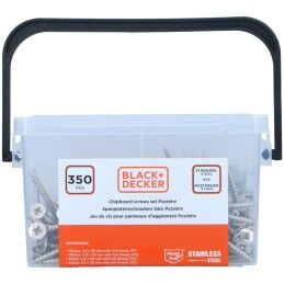 Black & Decker|Kit de parafusos Black & Decker Pozidriv Madeira 350 Peças