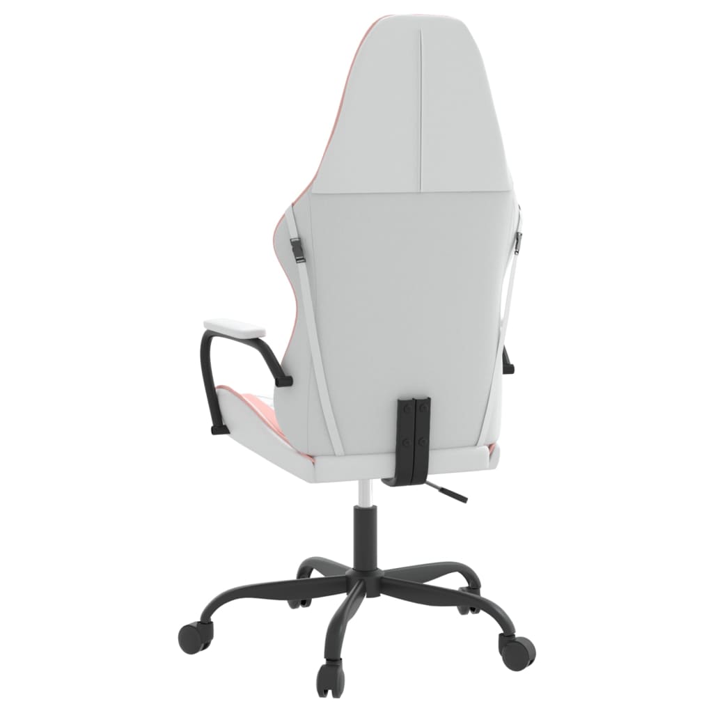 vidaXL Cadeira gaming couro artificial branco e rosa