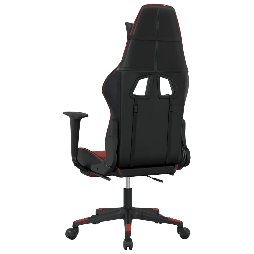 vidaXL Cadeira gaming +apoio pés couro artificial preto/vermelho tinto