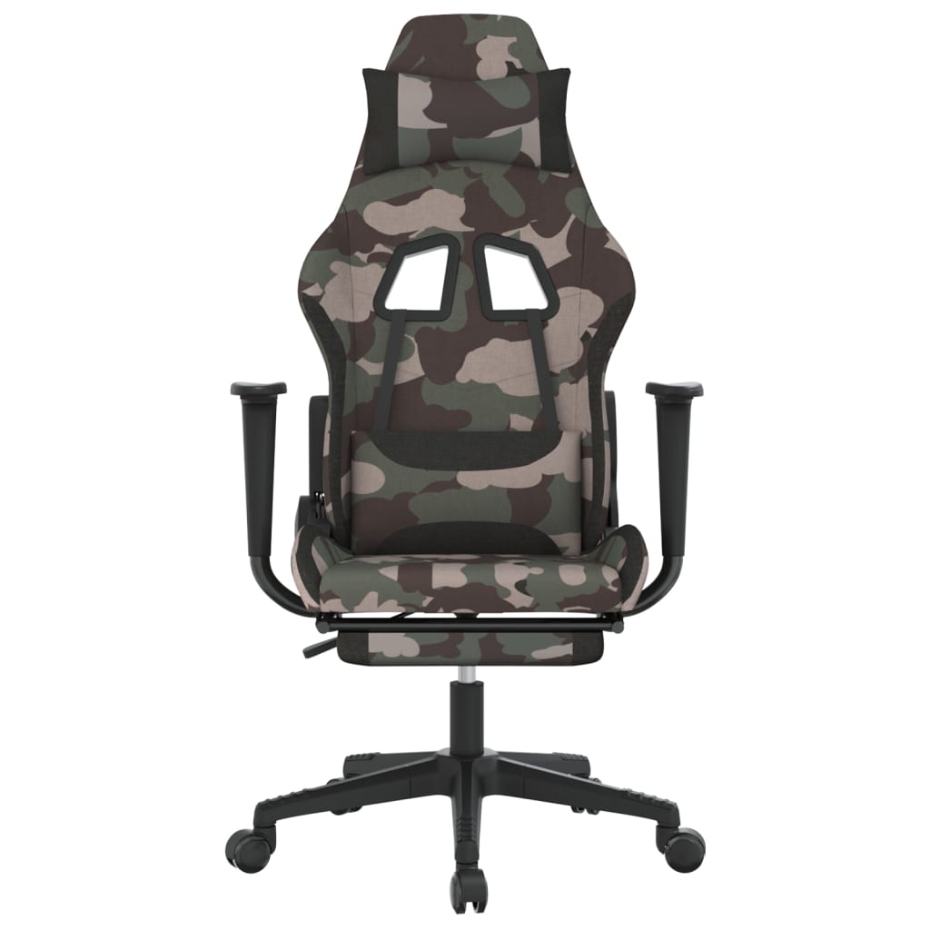 vidaxL Cadeira de gaming com apoio de pés tecido camuflagem e preto