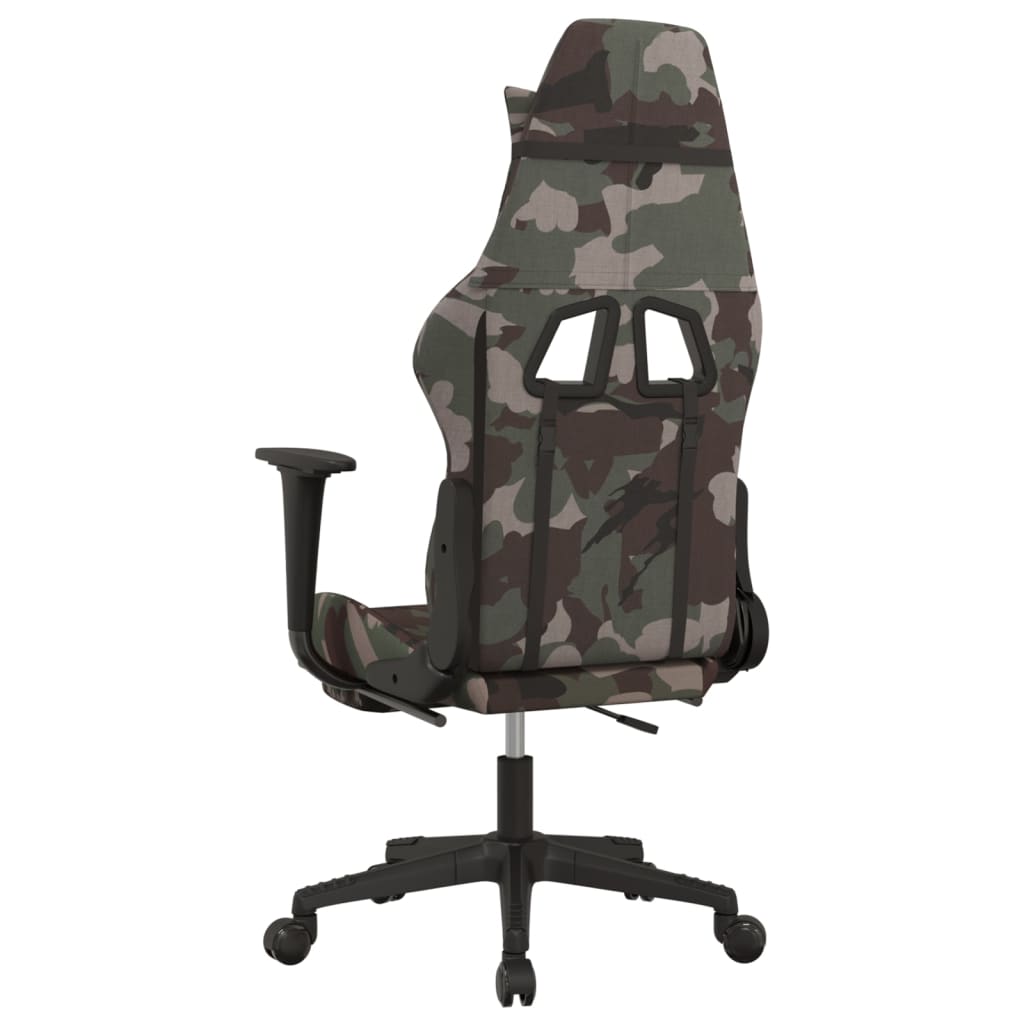 vidaxL Cadeira de gaming com apoio de pés tecido camuflagem e preto