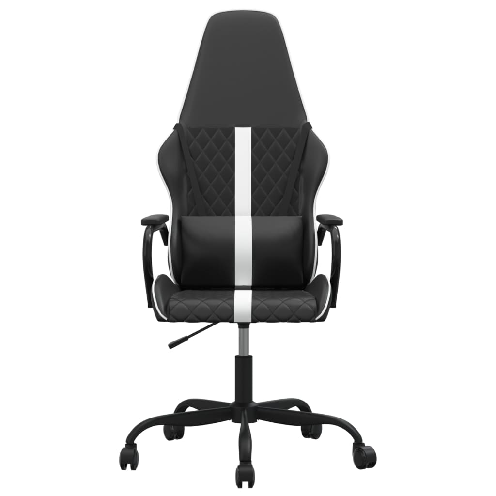 vidaXL Cadeira gaming couro artificial preto e branco