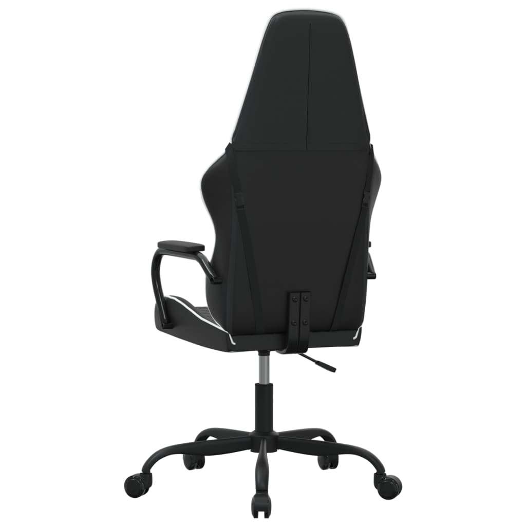 vidaXL Cadeira gaming couro artificial preto e branco