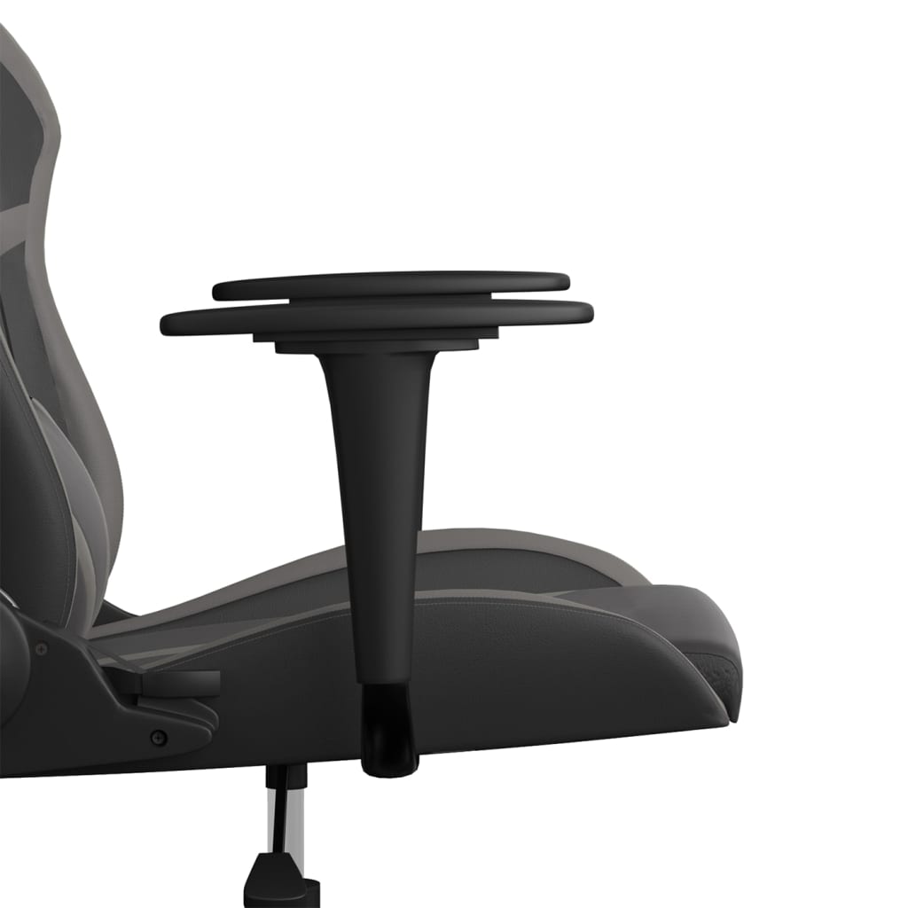 vidaXL Cadeira gaming couro artificial preto e cinzento