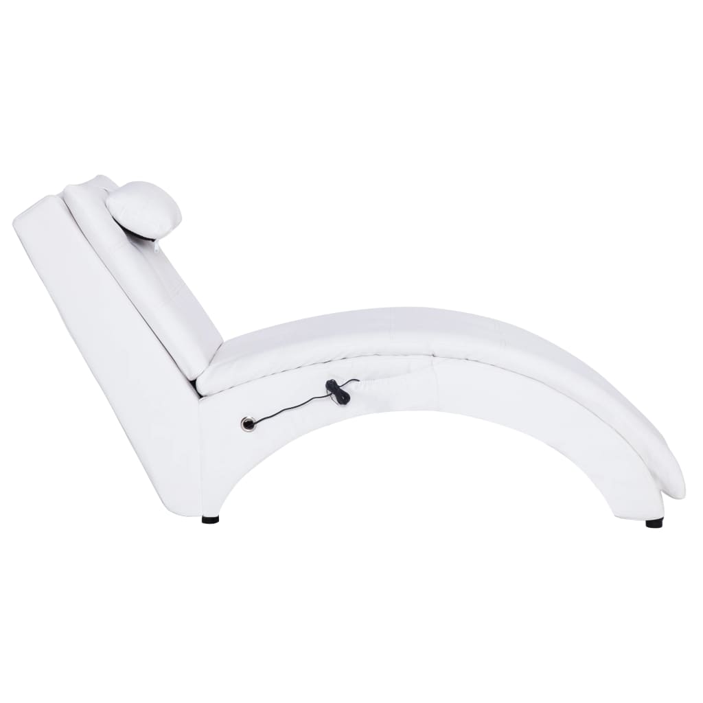 vidaXL Chaise longue de massagem c/ almofada couro artificial branco