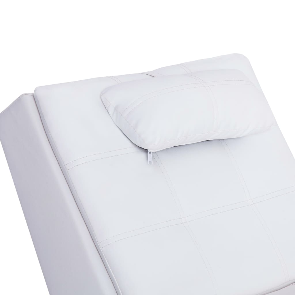 vidaXL Chaise longue de massagem c/ almofada couro artificial branco