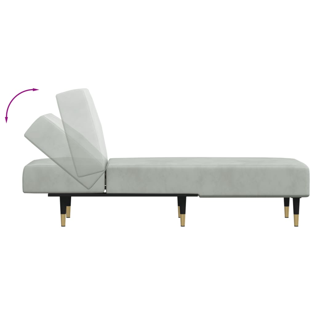 vidaXL Chaise longue veludo cinzento-claro