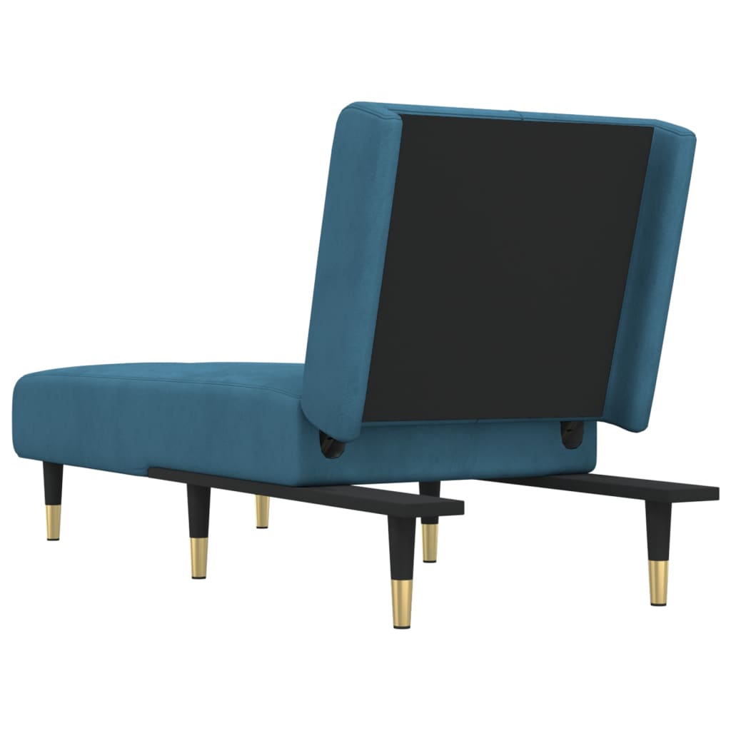 vidaXL Chaise longue veludo azul