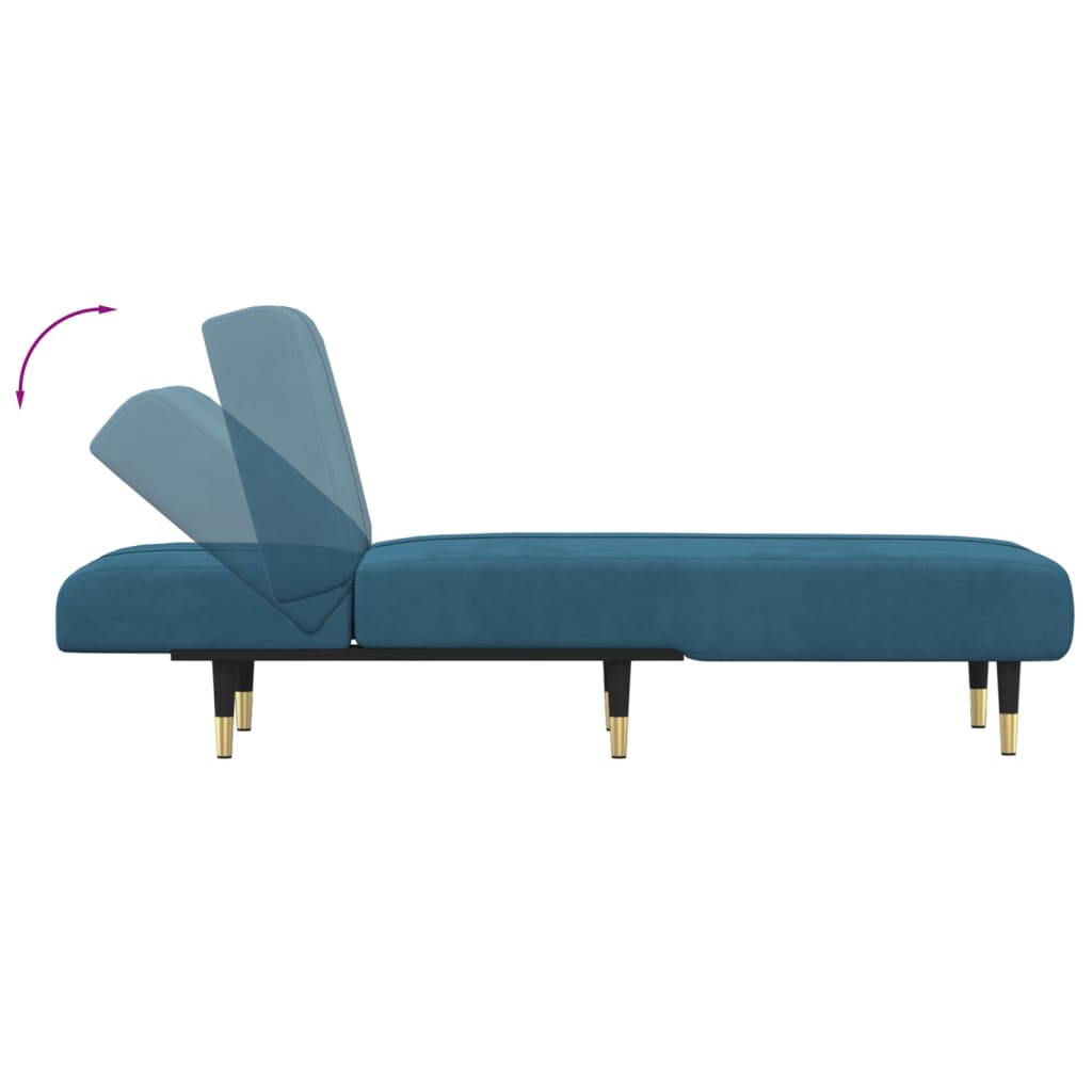 vidaXL Chaise longue veludo azul