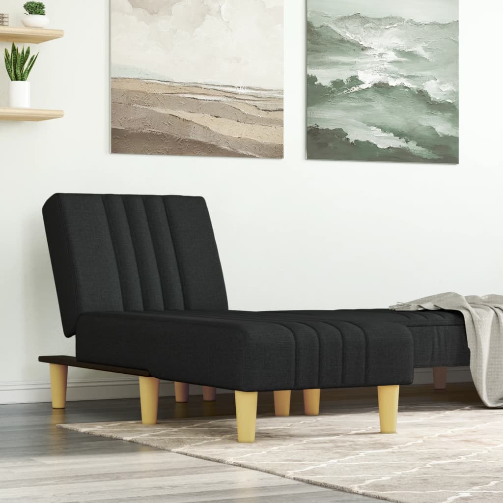 vidaXL Chaise longue tecido preto