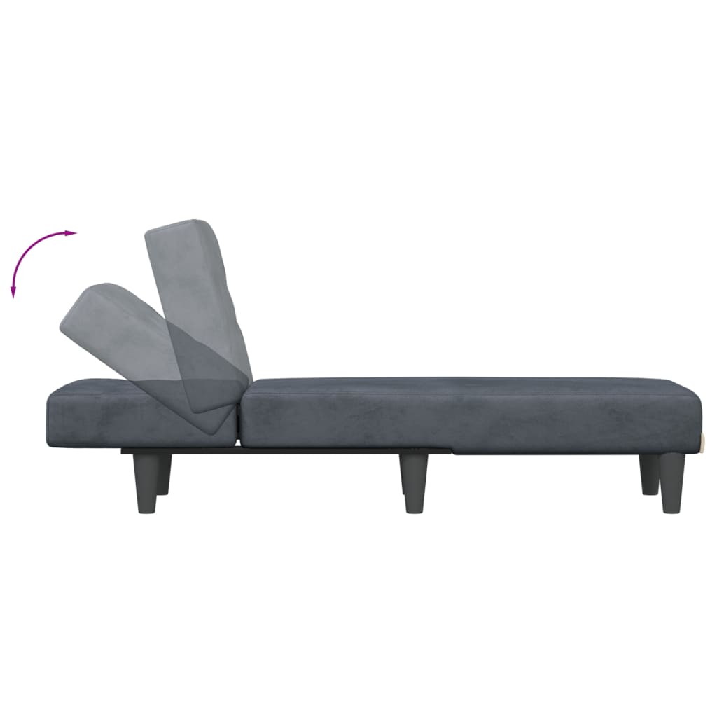 vidaXL Chaise longue veludo cinzento-escuro