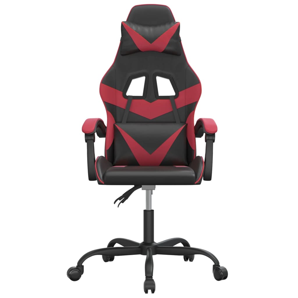 vidaXL Cadeira gaming couro artificial preto e vermelho tinto