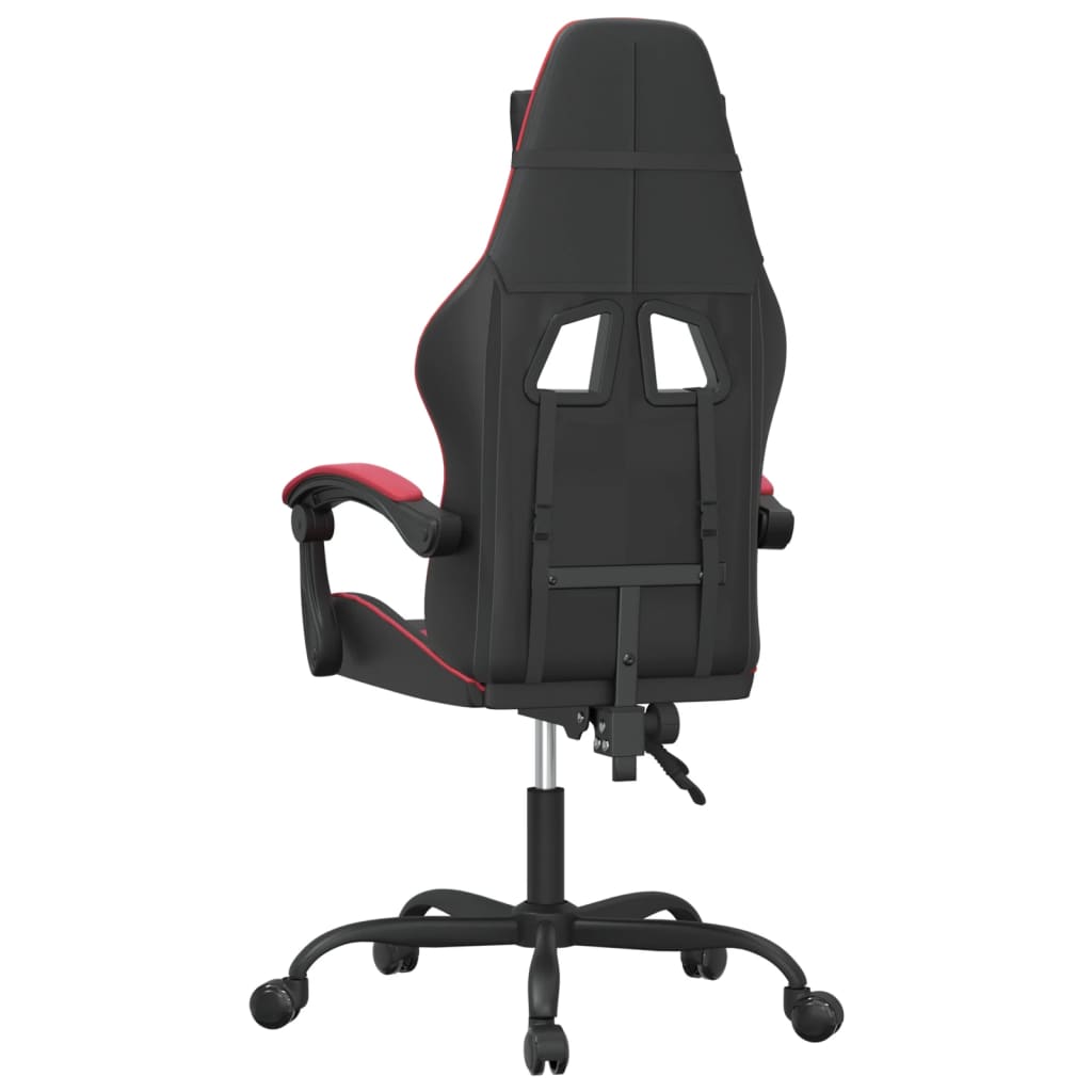 vidaXL Cadeira gaming couro artificial preto e vermelho tinto