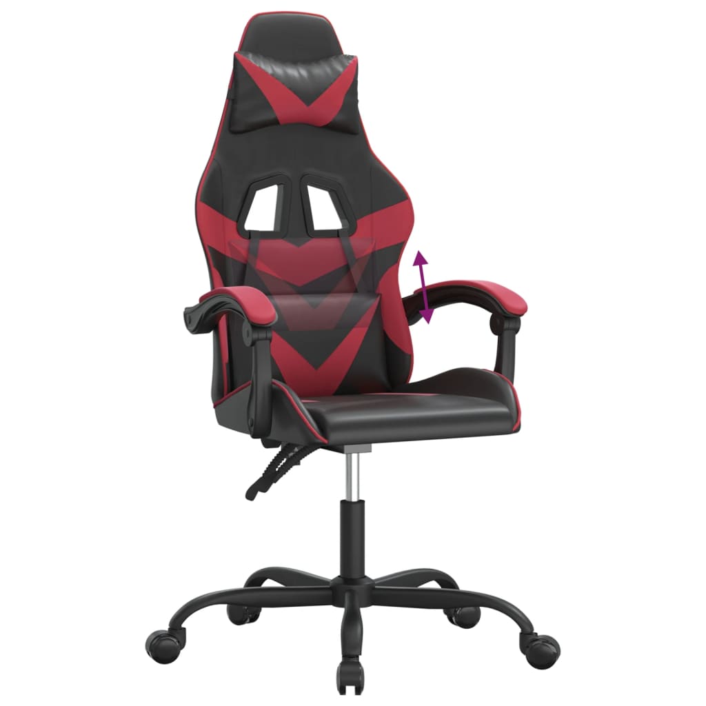 vidaXL Cadeira gaming couro artificial preto e vermelho tinto