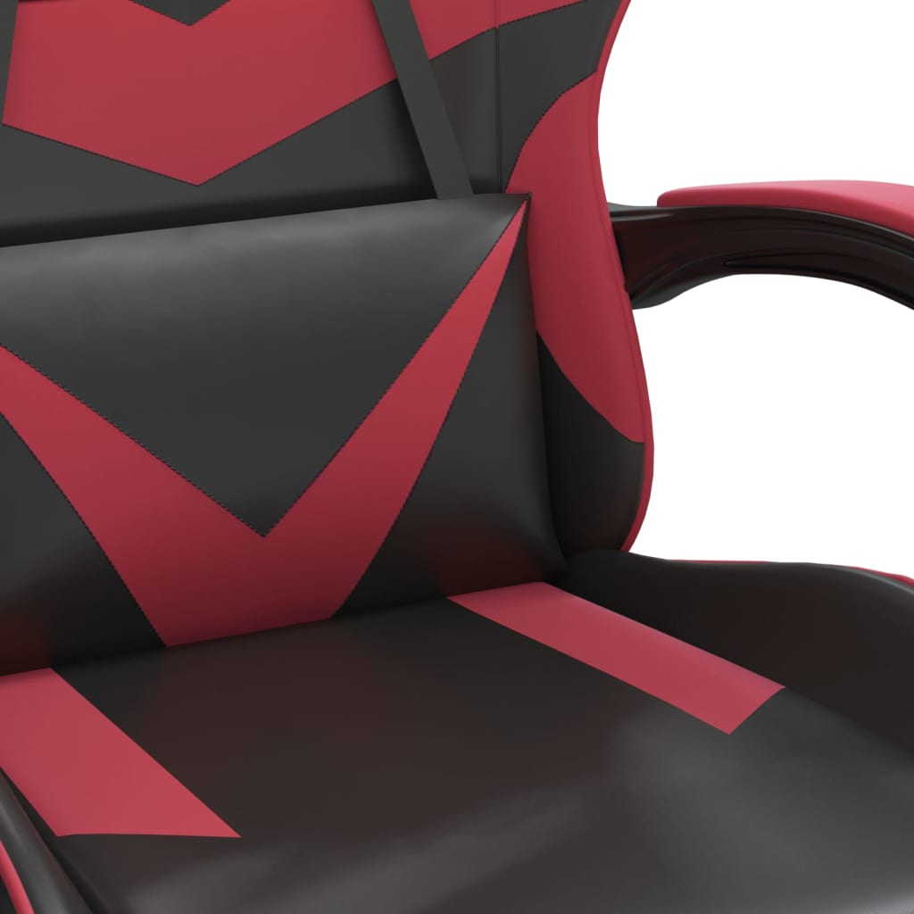 vidaXL Cadeira gaming couro artificial preto e vermelho tinto