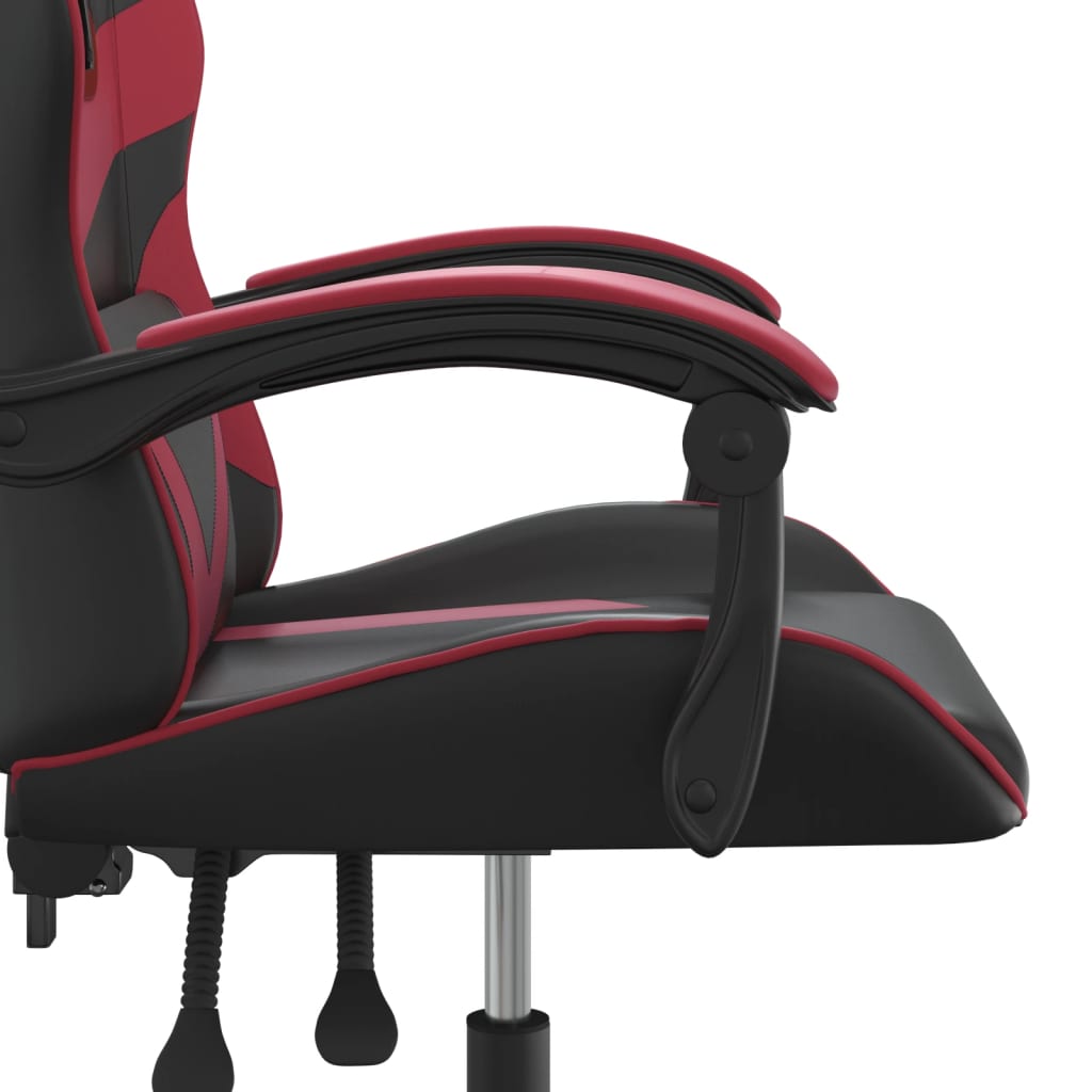 vidaXL Cadeira gaming couro artificial preto e vermelho tinto