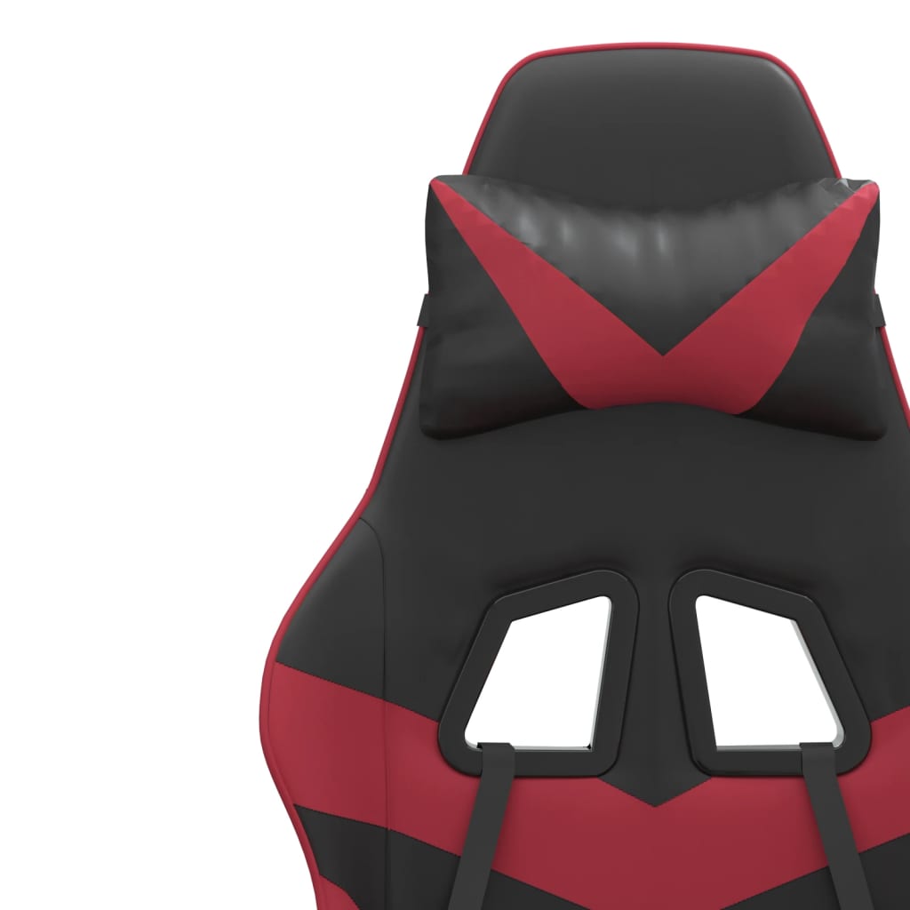 vidaXL Cadeira gaming couro artificial preto e vermelho tinto