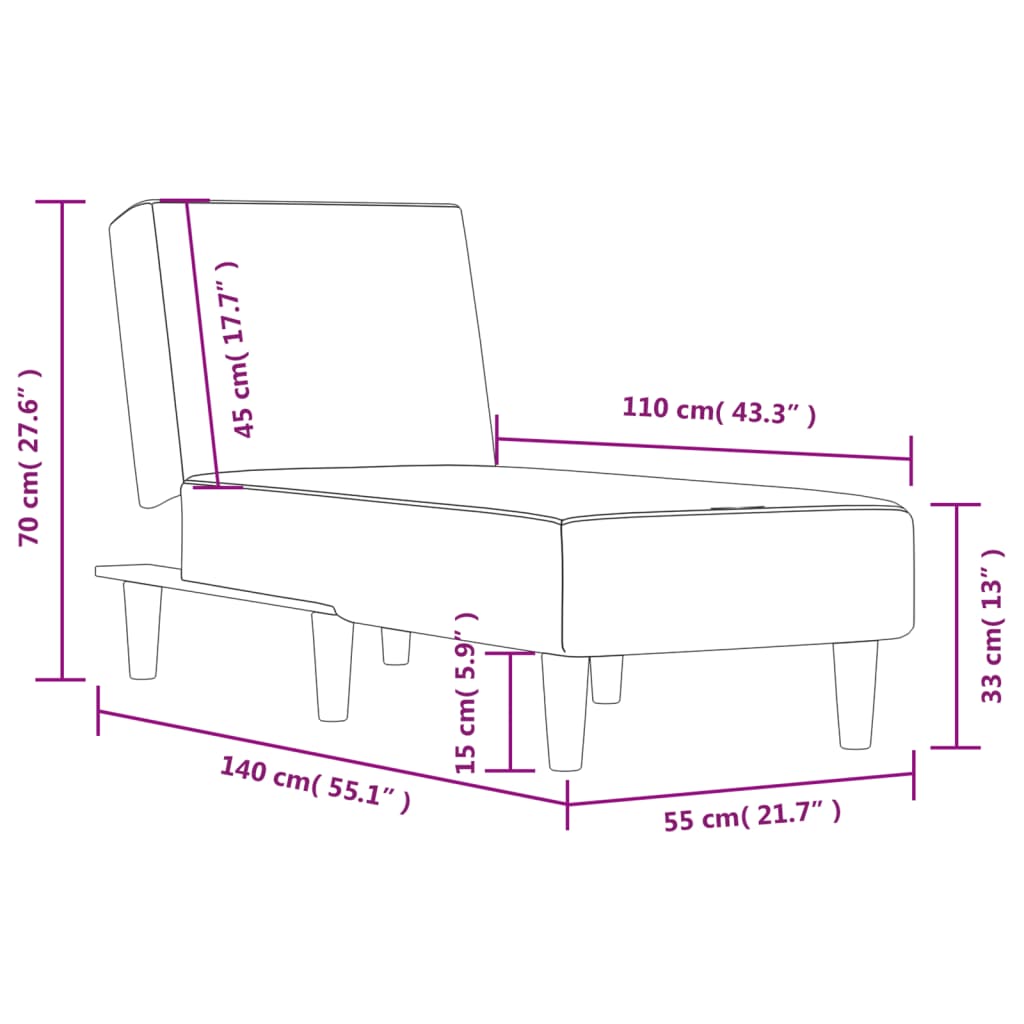 vidaXL Chaise longue tecido cinzento-escuro