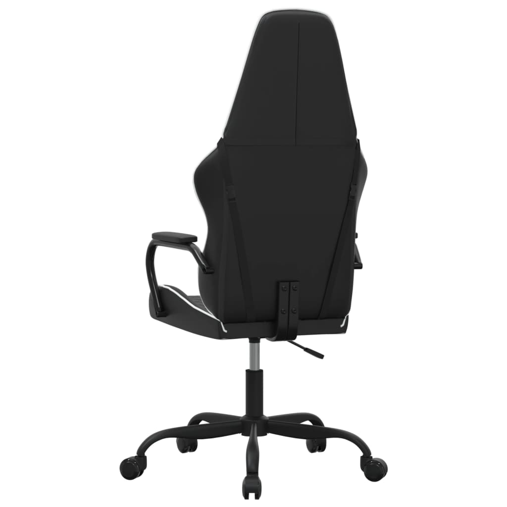 vidaXL Cadeira gaming massagens couro artificial branco e preto