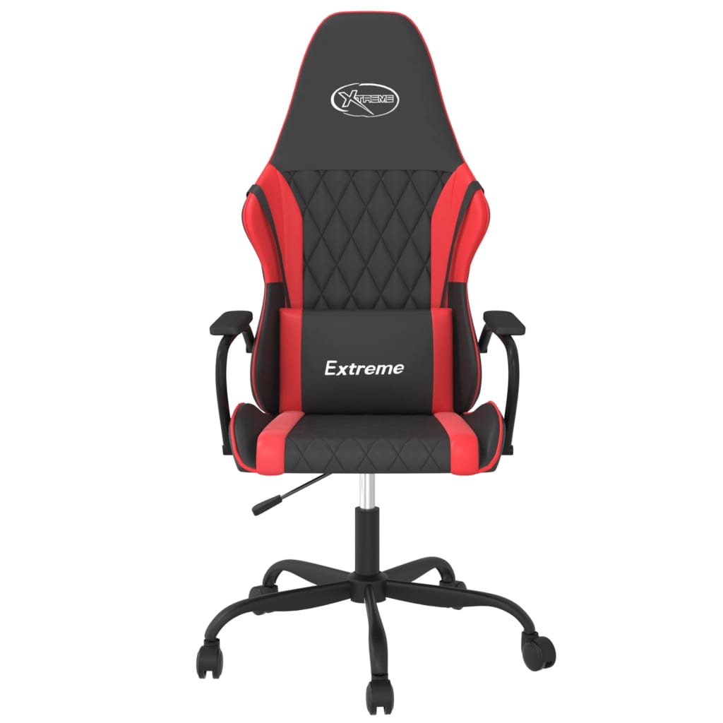 vidaXL Cadeira gaming massagens couro artificial preto e vermelho