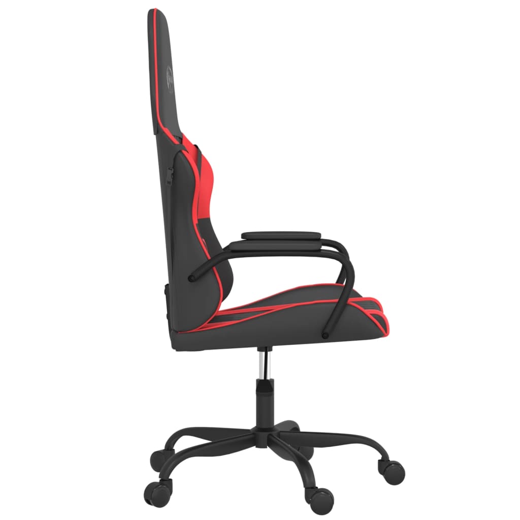 vidaXL Cadeira gaming massagens couro artificial preto e vermelho