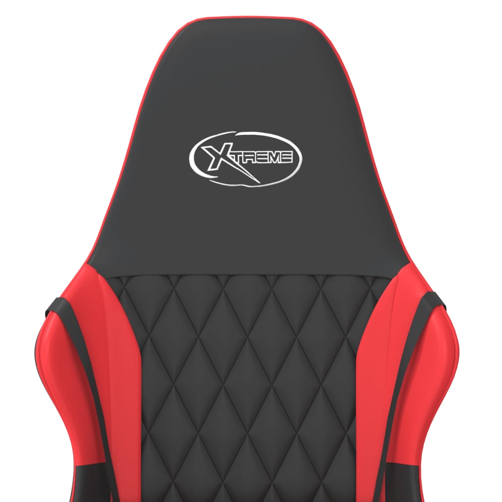 vidaXL Cadeira gaming massagens couro artificial preto e vermelho