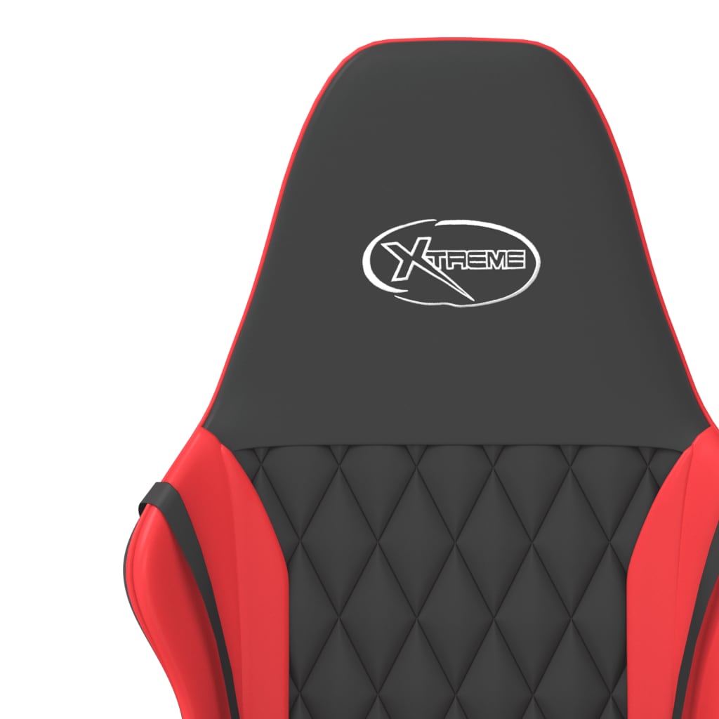 vidaXL Cadeira gaming massagens couro artificial preto e vermelho