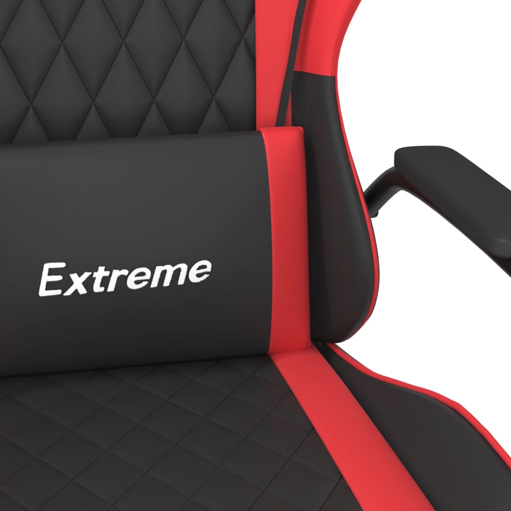 vidaXL Cadeira gaming massagens couro artificial preto e vermelho