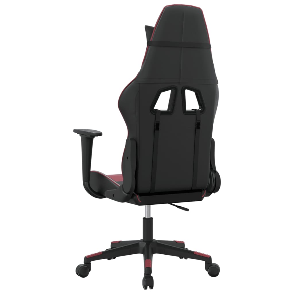 vidaXL Cadeira gaming massagens couro artificial preto/vermelho tinto