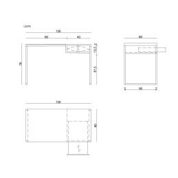 Unique|Secretária Unique LESTE JSBG-142-1 Preto Aço 120 x 76 x 60 cm