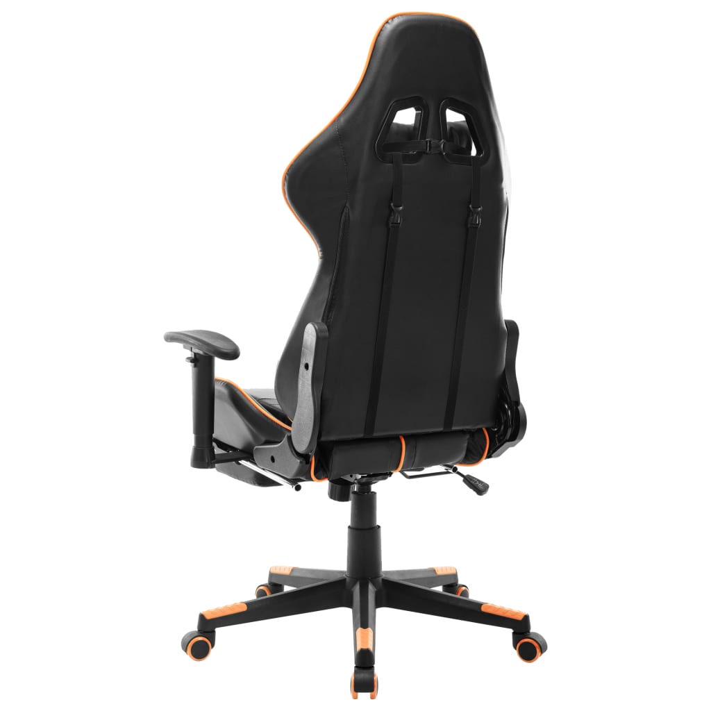 vidaXL Cadeira gaming c/ apoio de pés couro artificial preto/laranja