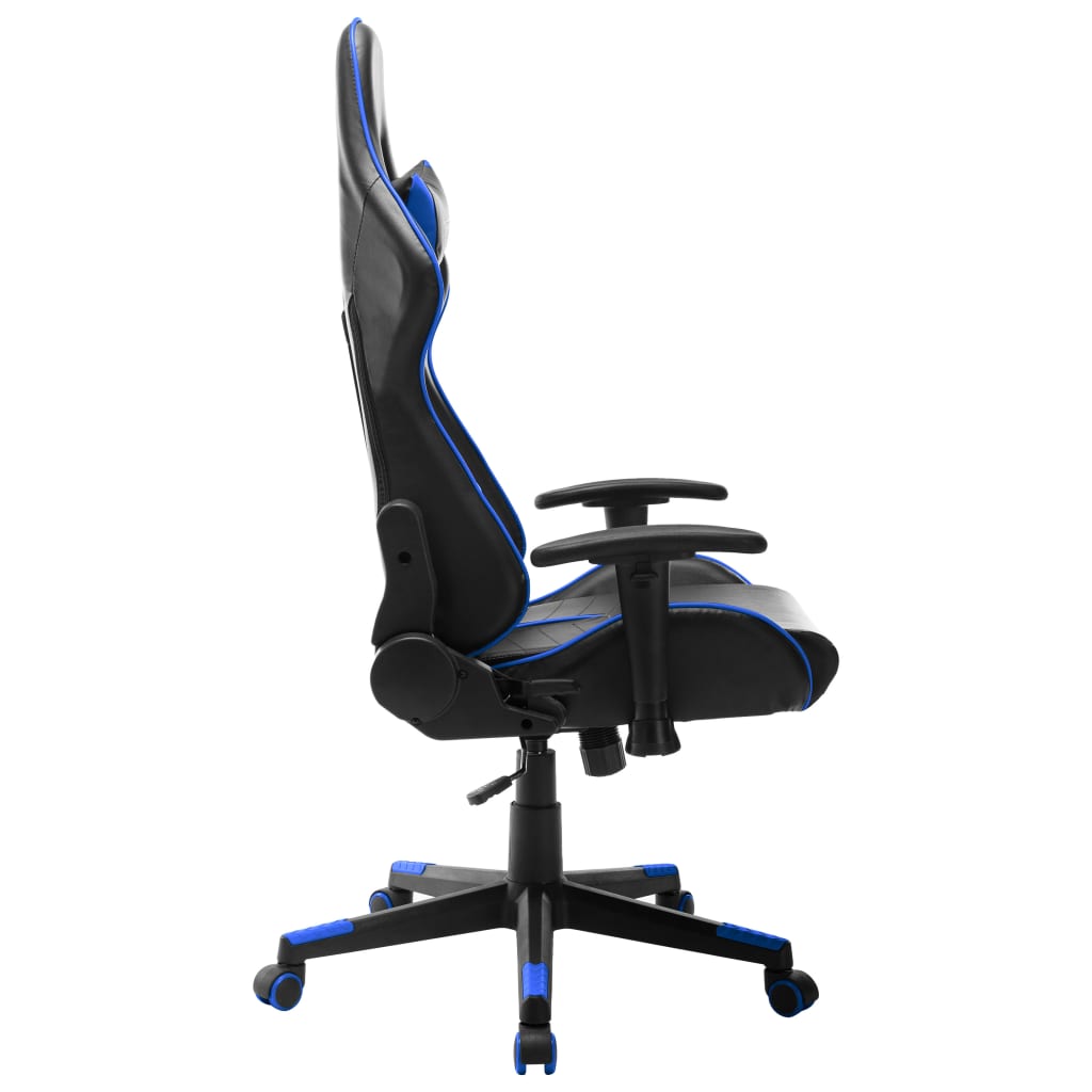 vidaXL Cadeira de gaming couro artificial preto e azul