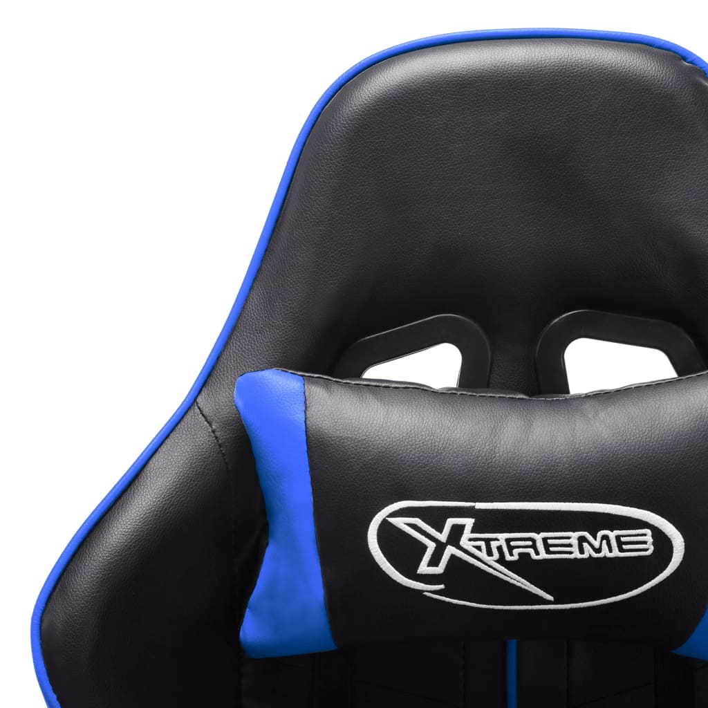 vidaXL Cadeira de gaming couro artificial preto e azul