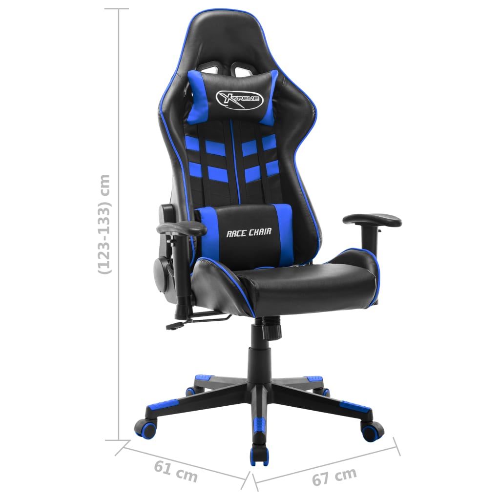 vidaXL Cadeira de gaming couro artificial preto e azul