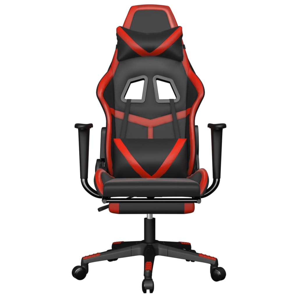 vidaXL Cadeira gaming massagem + apoio pés couro artif. preto/vermelho