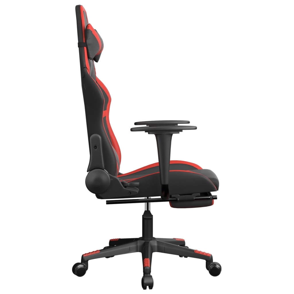 vidaXL Cadeira gaming massagem + apoio pés couro artif. preto/vermelho