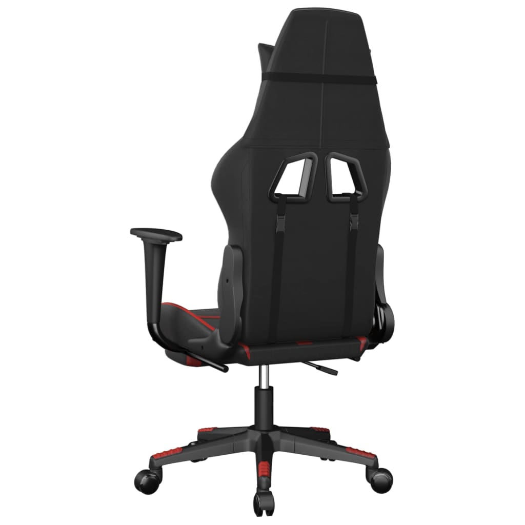 vidaXL Cadeira gaming massagem + apoio pés couro artif. preto/vermelho